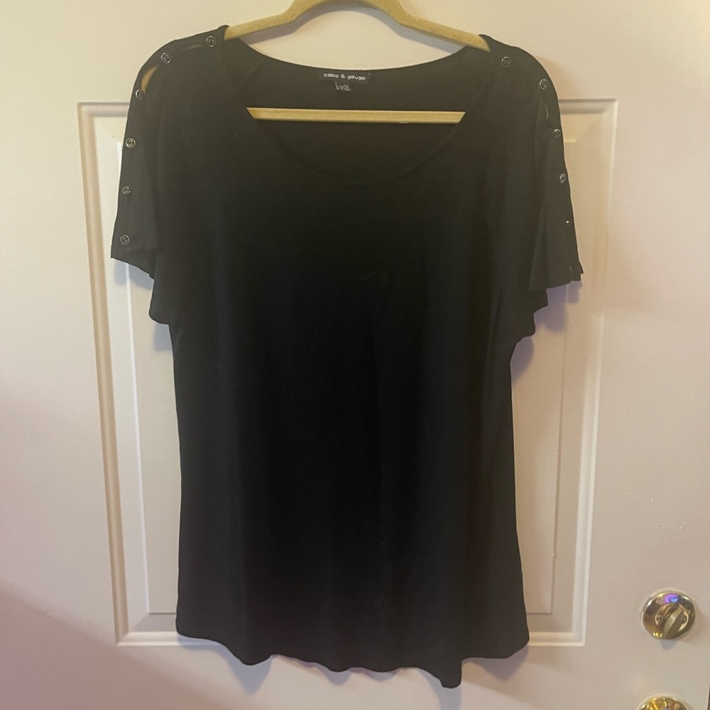 Open Shoulder Black Top